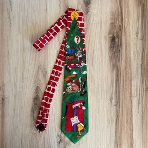 Vintage 1993 Looney Tunes Christmas Tie – Warner Bros, Taz, Bugs Bunny, Tweety,
